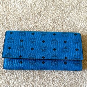 MCM Vibrant Blue Monogram Wallet